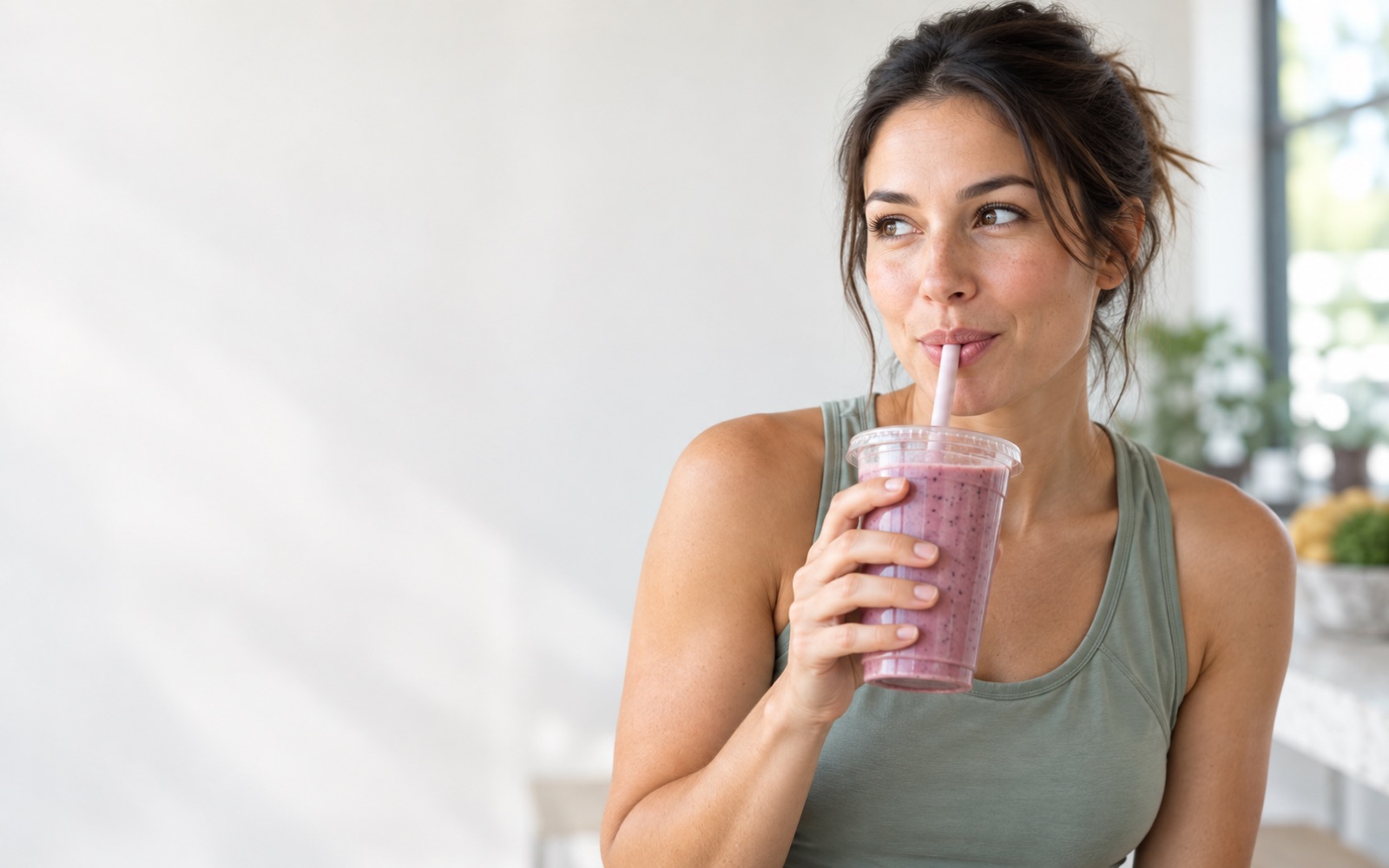 A customer enjoying a Juice Junkies smoothie